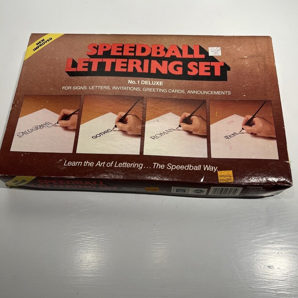 Vintage‎ Speedball Lettering Set No.1 Deluxe Never Used Missing 1 Se Pics